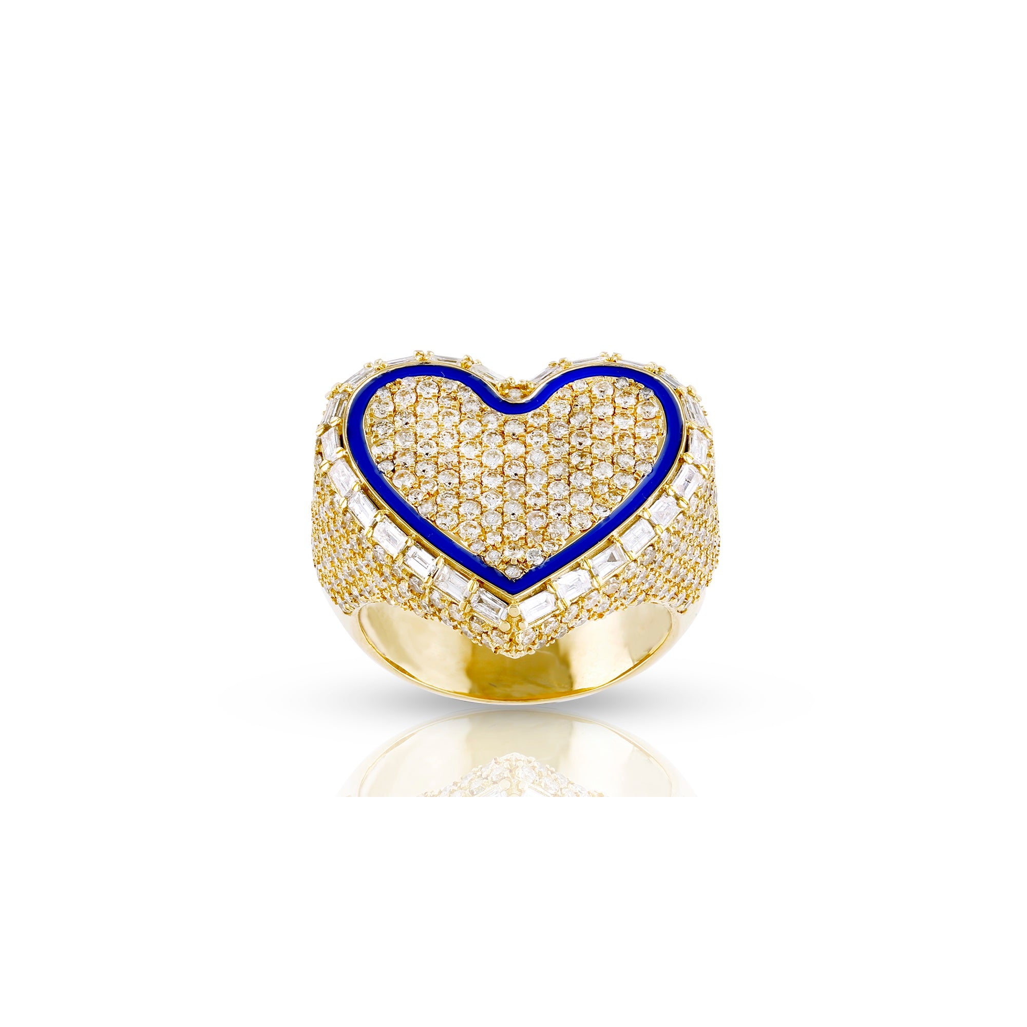 Yellow Gold Round Diamond Heart Ring