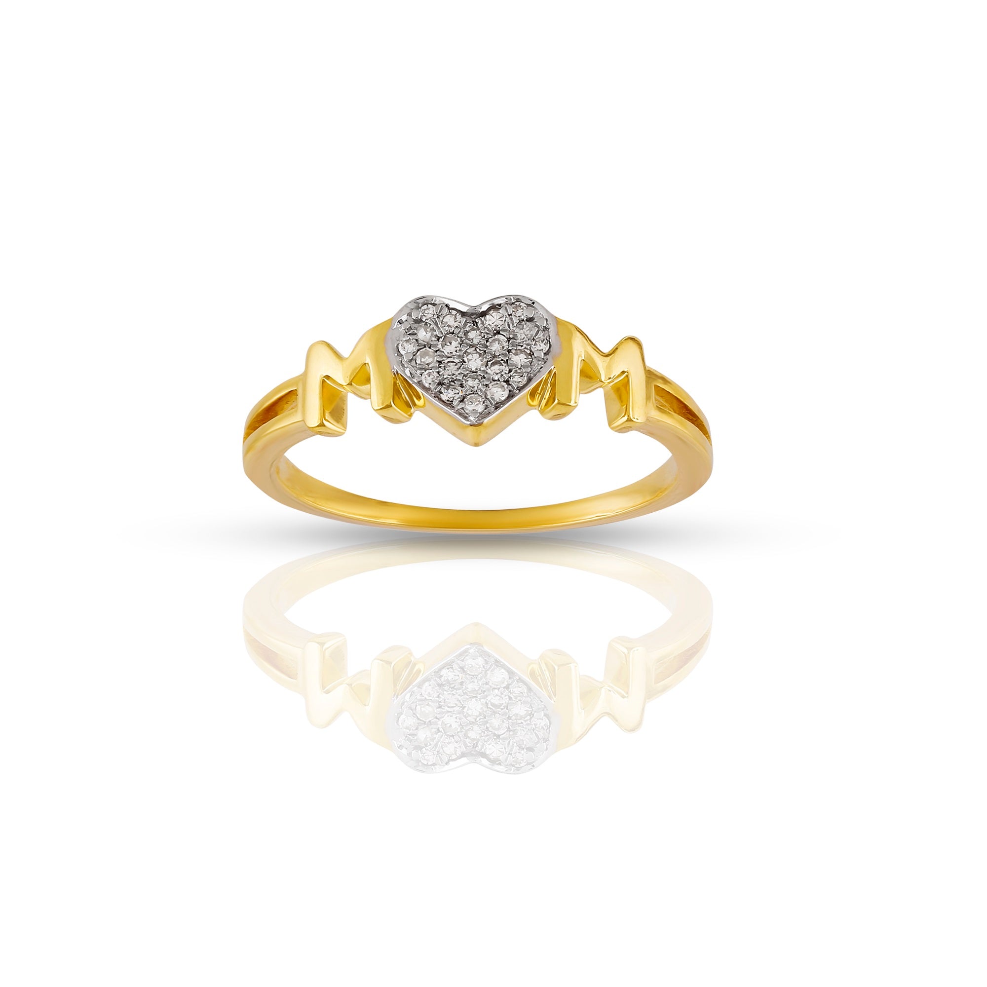 Yellow Gold Round Diamond Mom Ring
